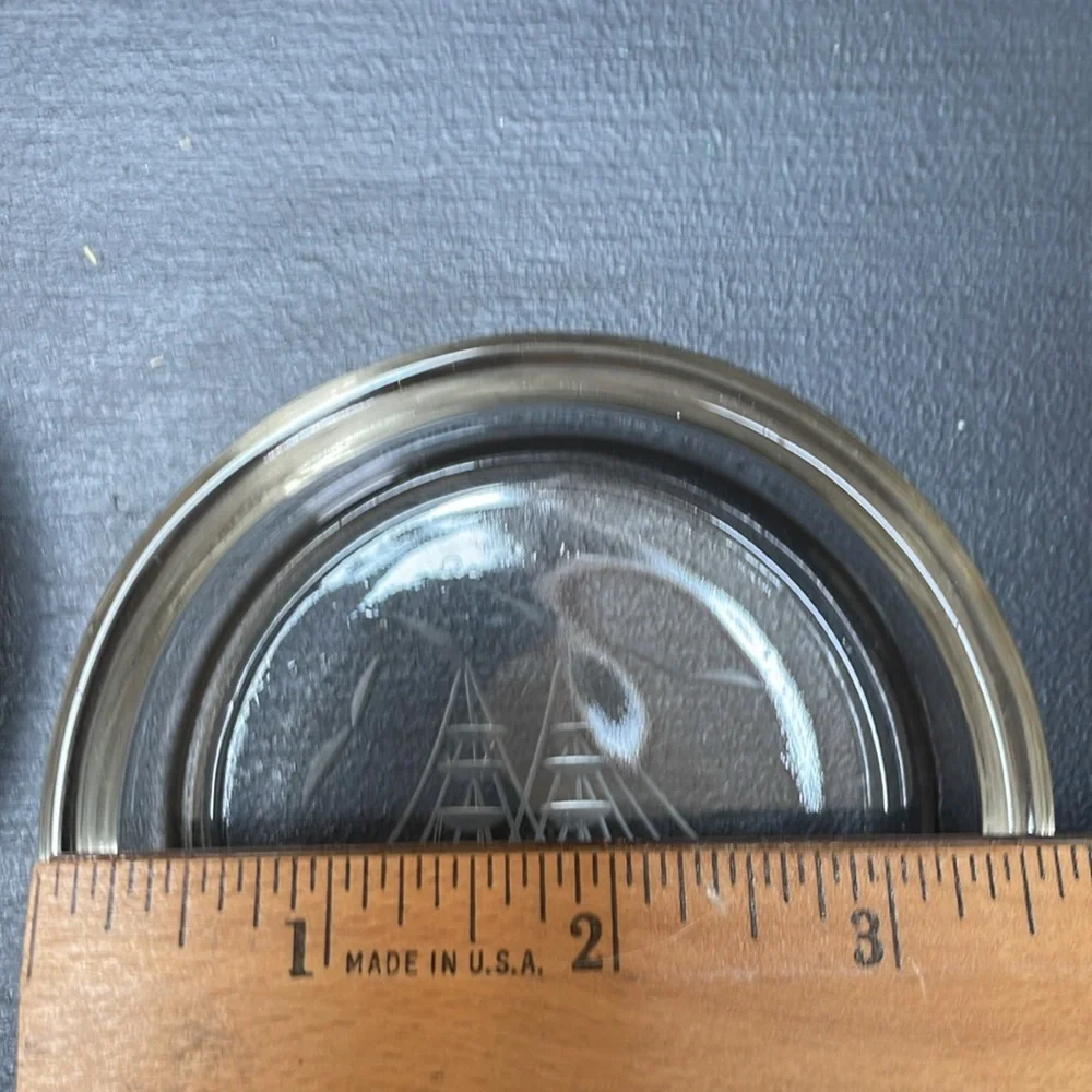 Set of 2 WILLIAMS SONOMA ETCHED SHIP Sails BAR GLASS DRINK COASTER BARWARE